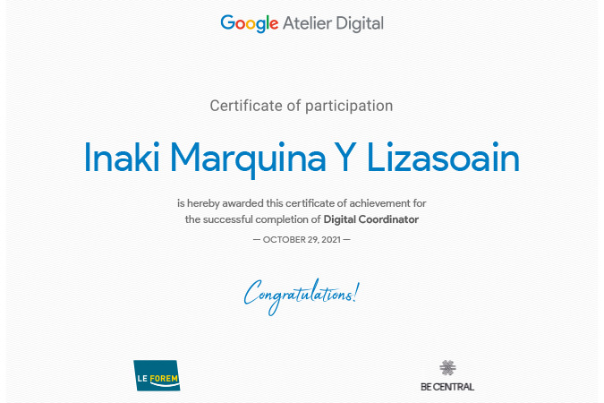 Certificat de Digital Coordinator